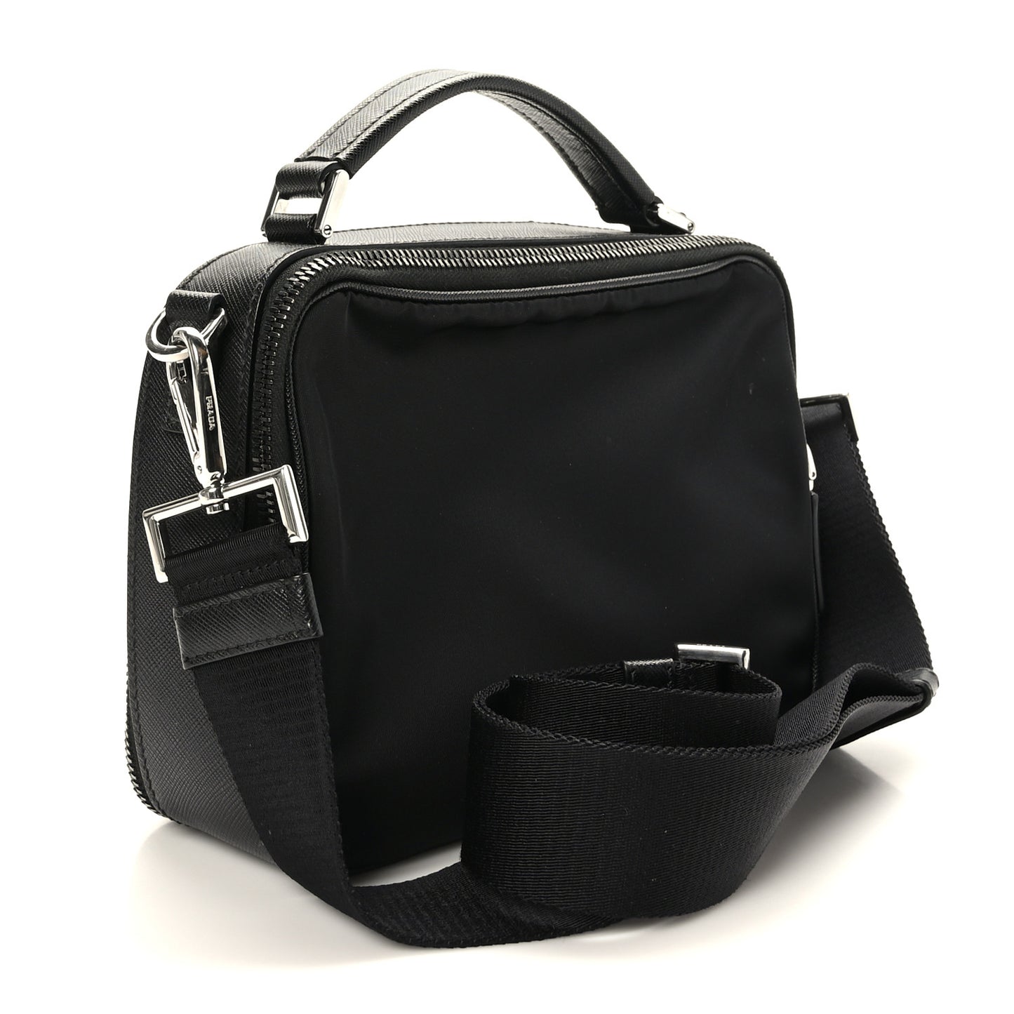 Tessuto Saffiano Medium Brique Crossbody Bag Black