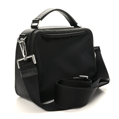 Prada Tessuto Saffiano Medium Brique Crossbody Bag Black 3 of 9