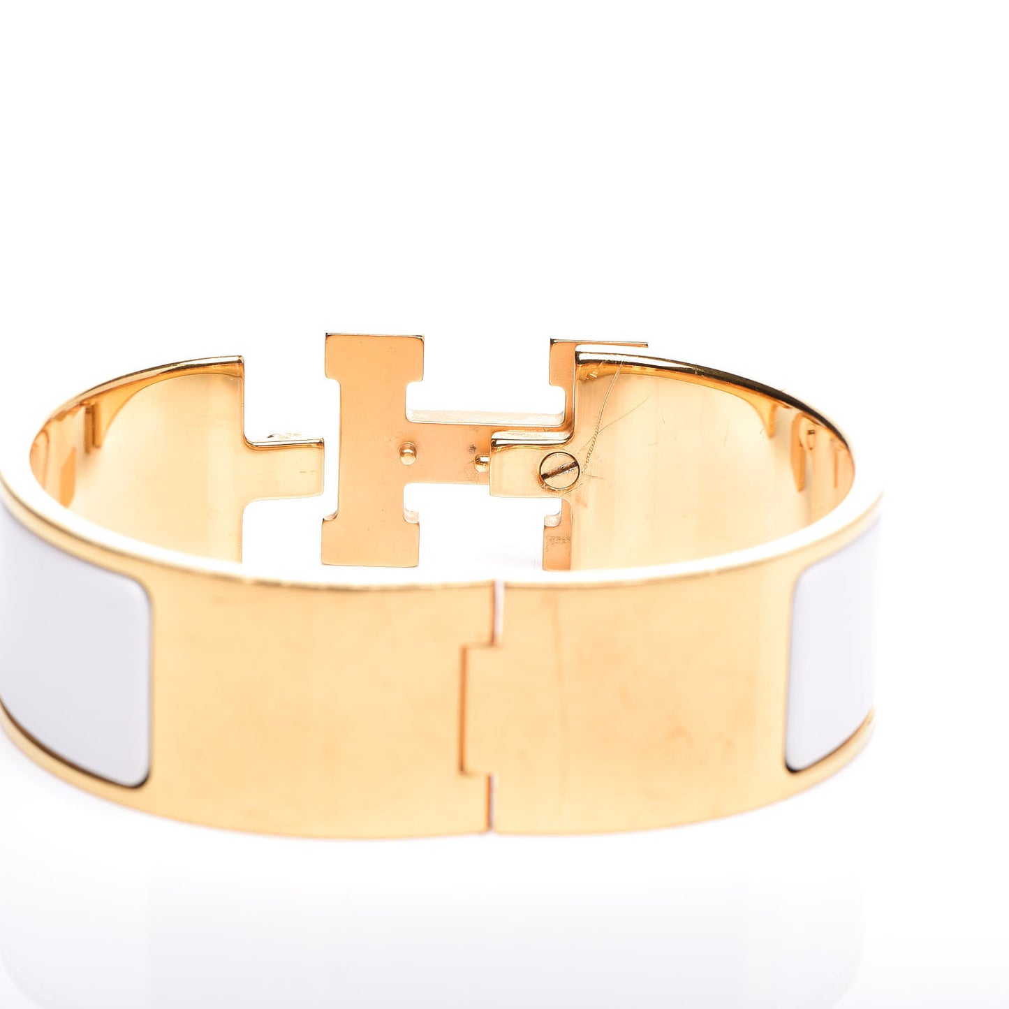 Enamel Wide Clic Clac H Bracelet PM White