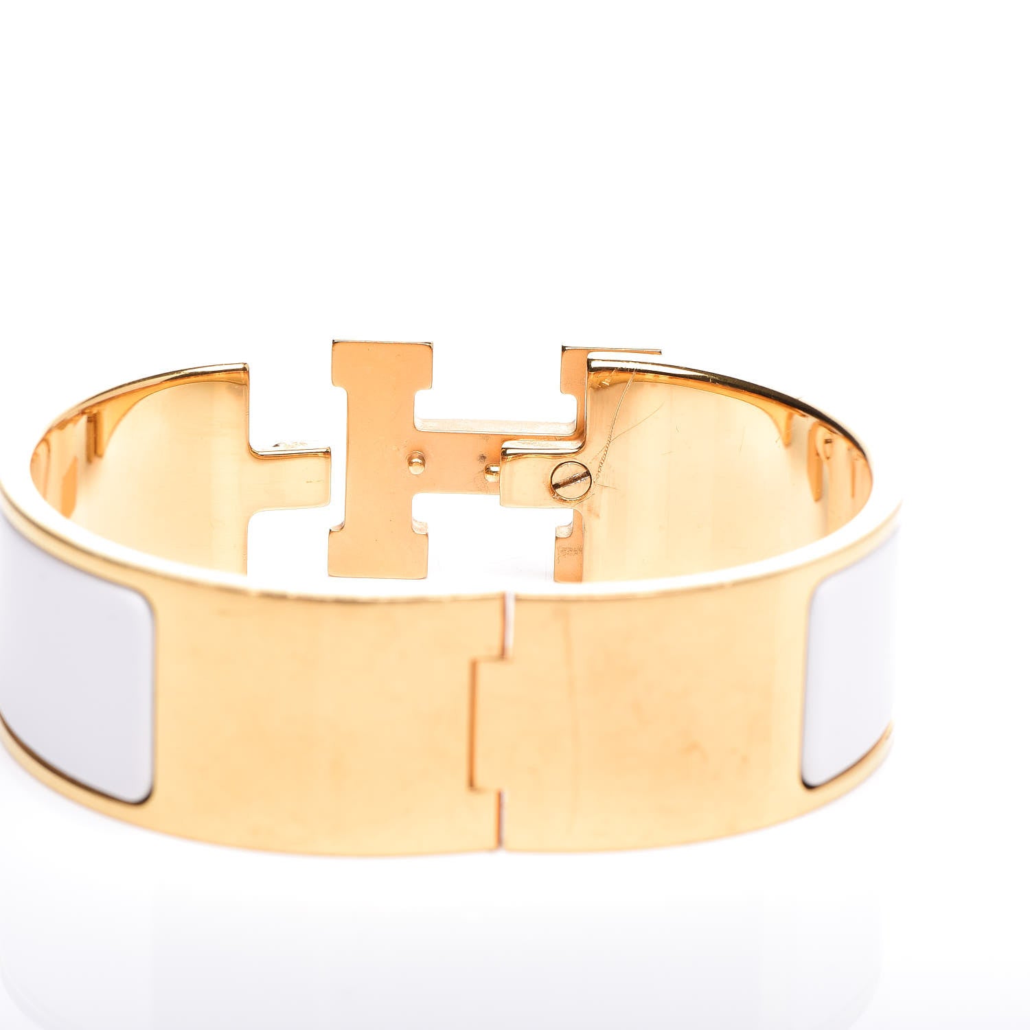 Hermes Enamel Wide Clic Clac H Bracelet PM White 5 of 6