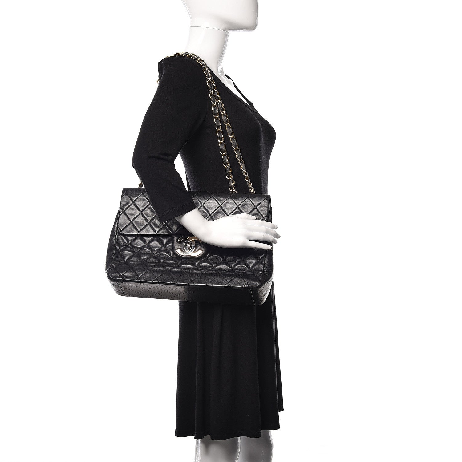 Chanel Lambskin Quilted XL Jumbo Single Flap Black 1 of 11
