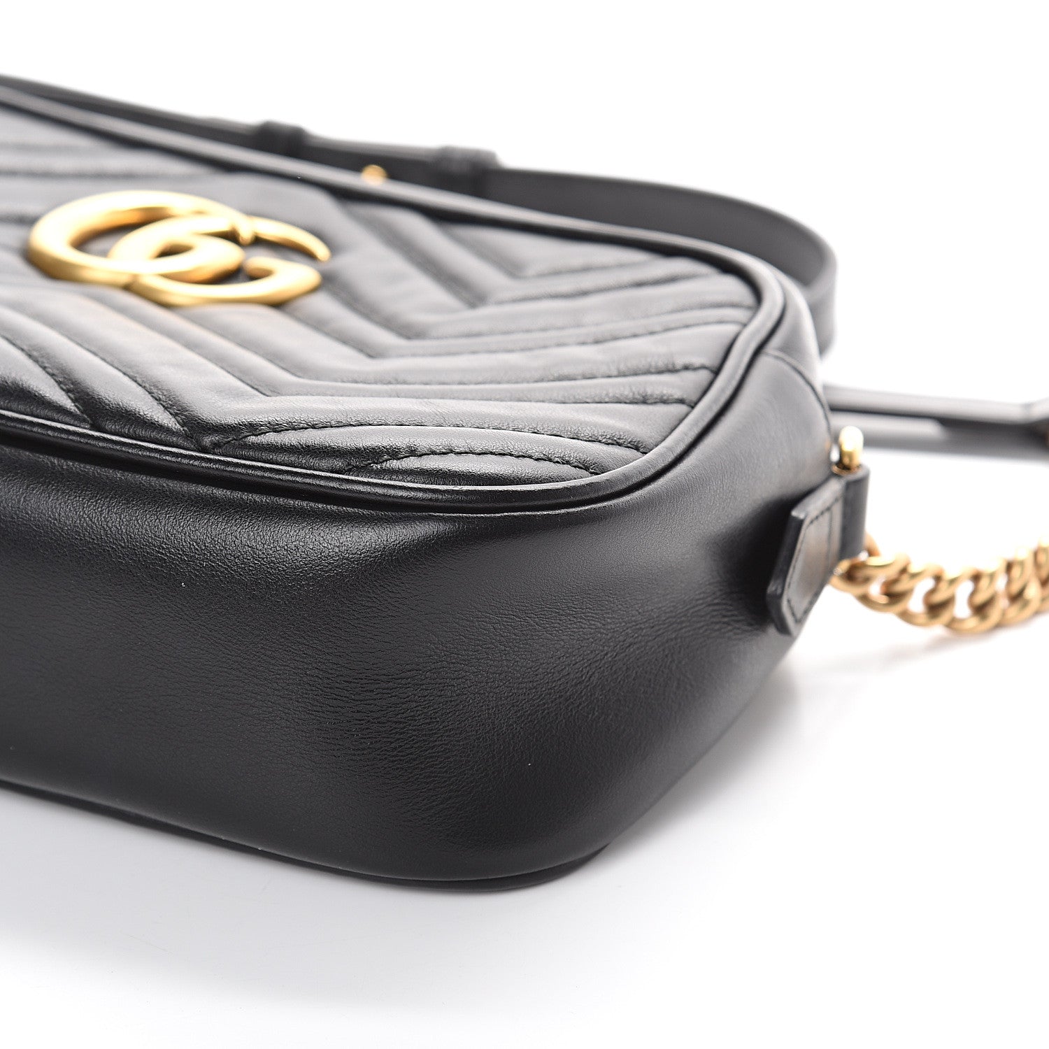 Gucci Calfskin Matelasse Small GG Marmont Chain Shoulder Bag Black 8 of 8