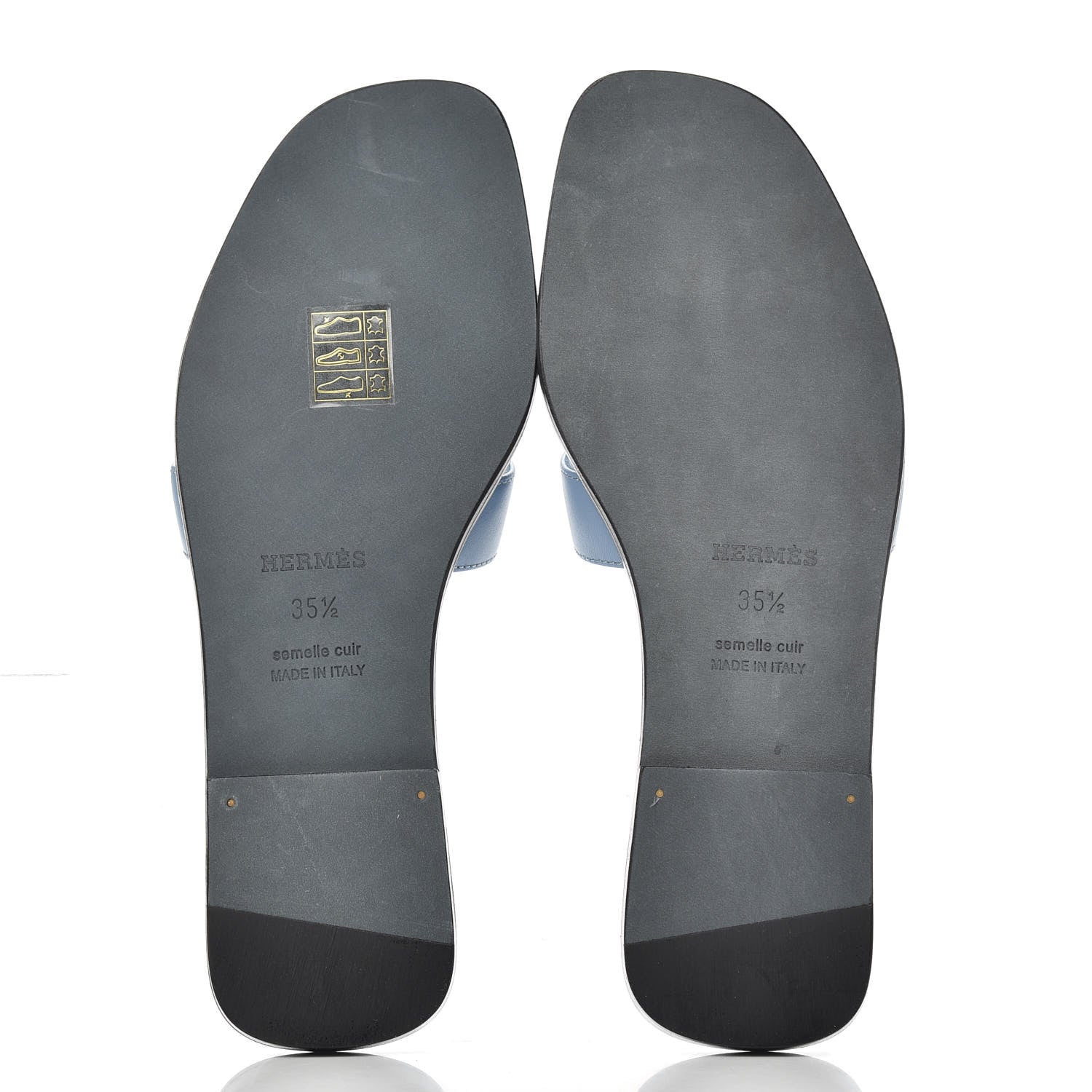 Hermes Calfskin Oran Sandals 35.5 Bleu Bleuet 5 of 9