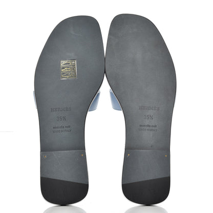 Hermes Calfskin Oran Sandals 35.5 Bleu Bleuet 5 of 9