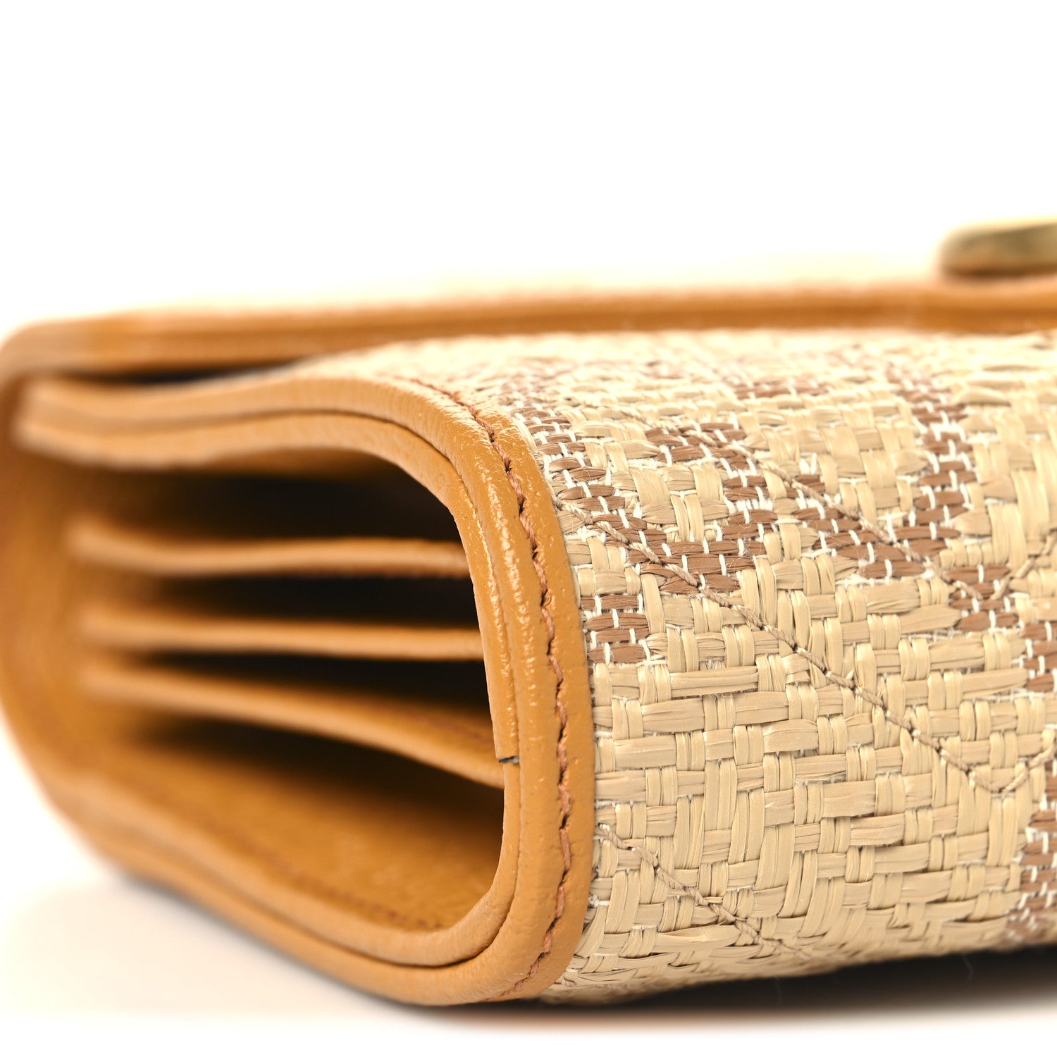 Gucci Raffia GG Monogram Matelasse GG Marmont Chain Wallet Natural Beige Off White Sun Oil 9 of 11