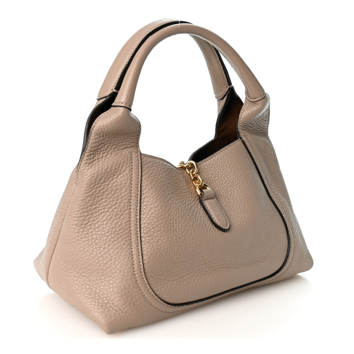 Grained Calfskin Softbit Medium Shoulder Bag Taupe