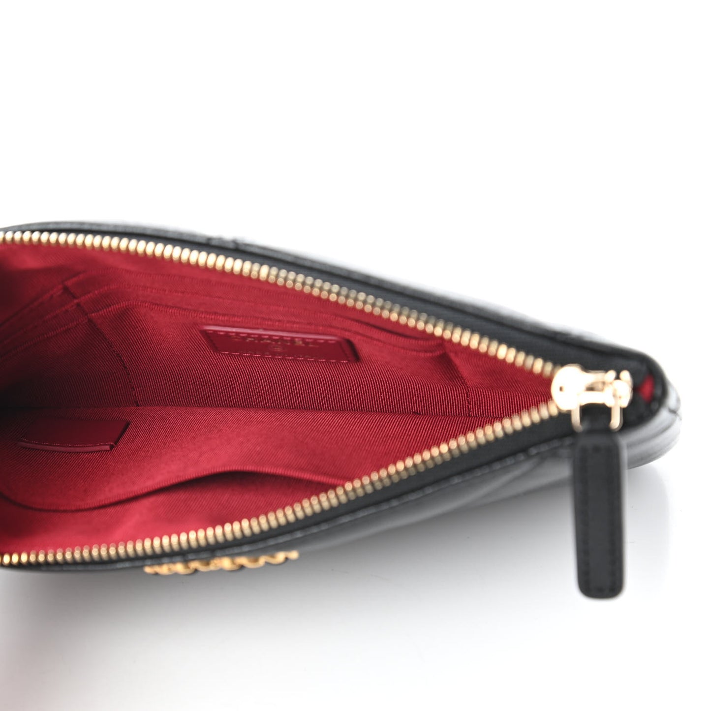 Goatskin Quilted Small Chanel 19 Pouch Black