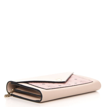 MCM Calfskin Visetos Monogram Love Letter Color Block Wallet On Chain Pink Beige 4 of 10