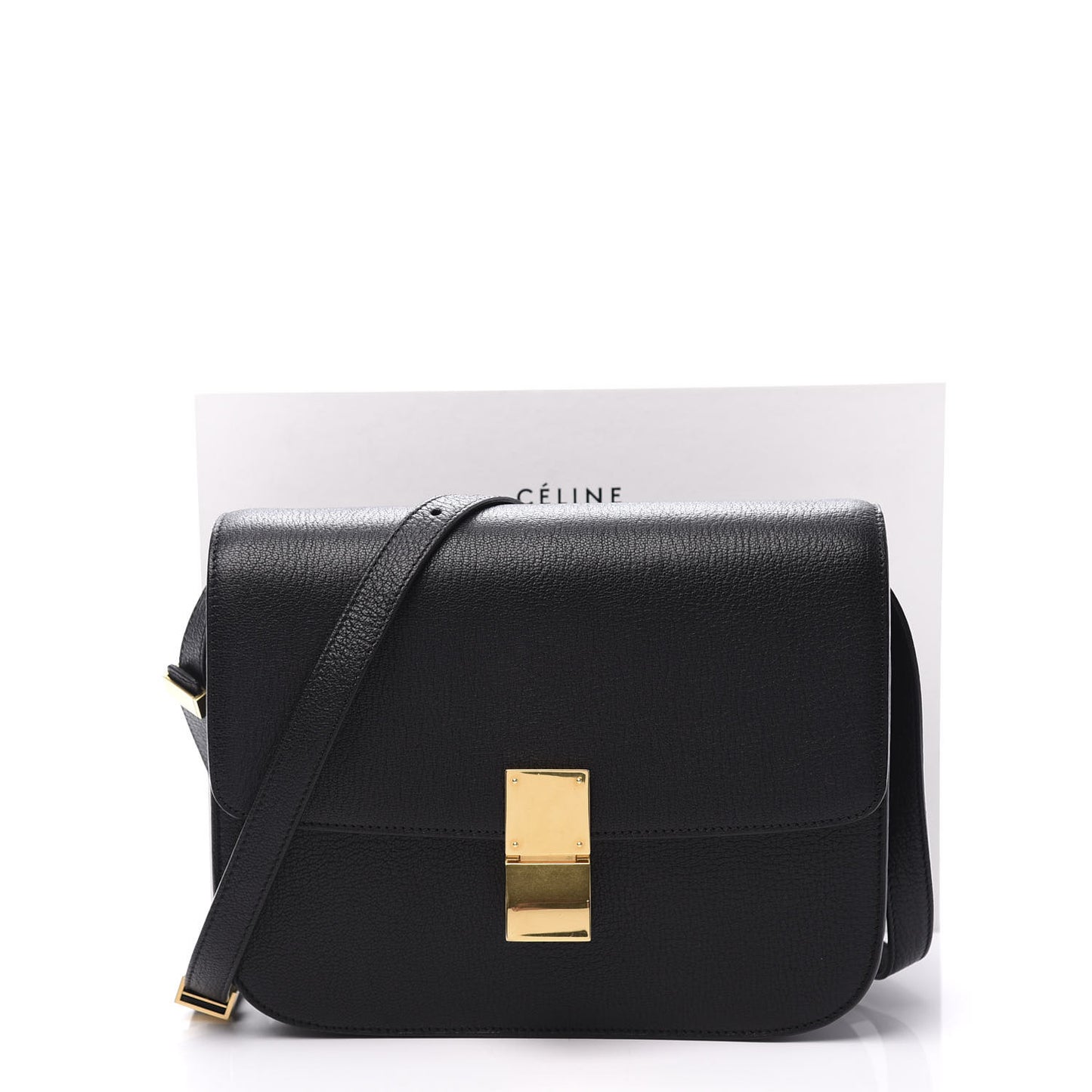 Goatskin Medium Classic Box Flap Bag Black