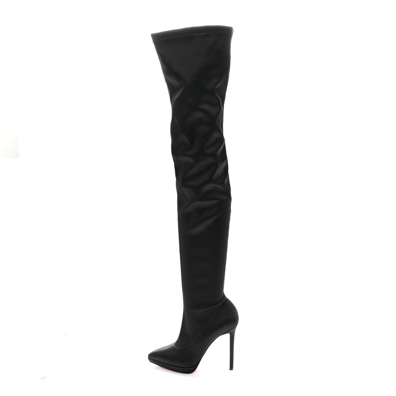 Christian Louboutin Crepe Satin Stretch Montana 120 Over The Knee Boots 38 Black 1 of 10