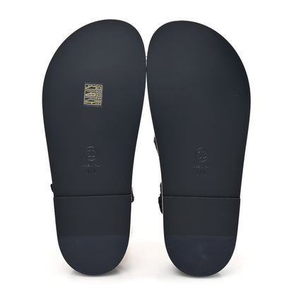 Chanel Calfskin Hair Suede Shearling Dad Sandals 37.5 Navy Black 5 of 9