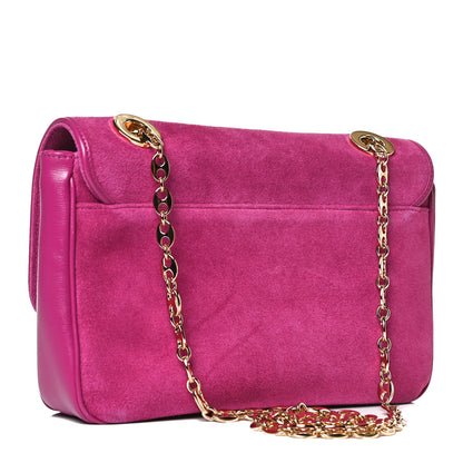 Gucci Suede Azalea Calfskin Small Marina Chain Shoulder Bag Fucsia 3 of 14
