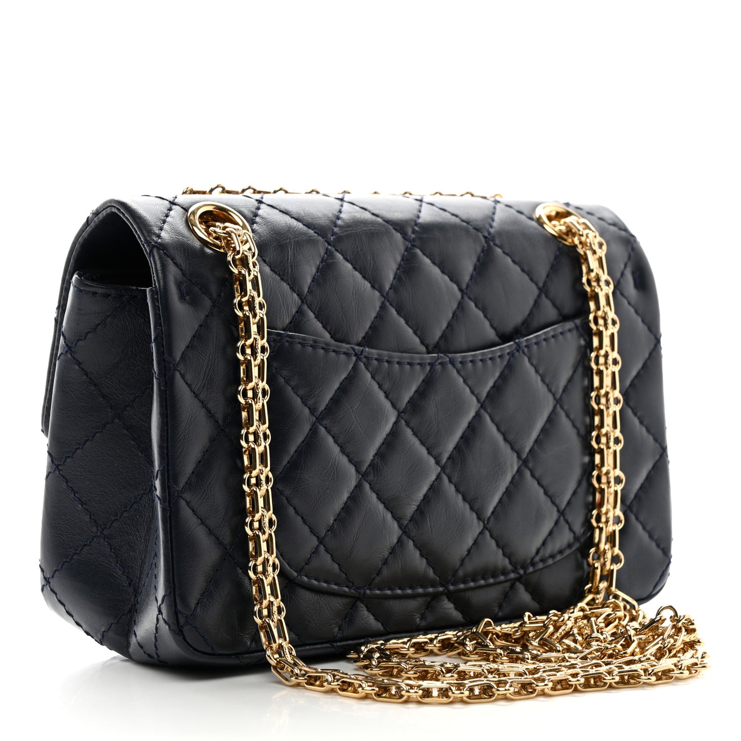 Aged Calfskin Quilted 2.55 Reissue Mini Flap Navy