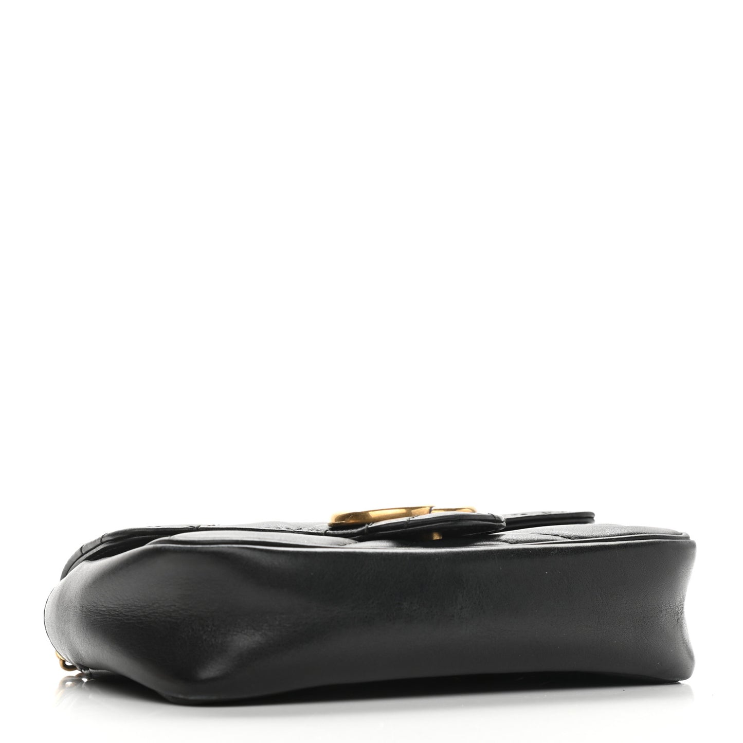 Calfskin Matelasse Super Mini GG Marmont Shoulder Bag Black