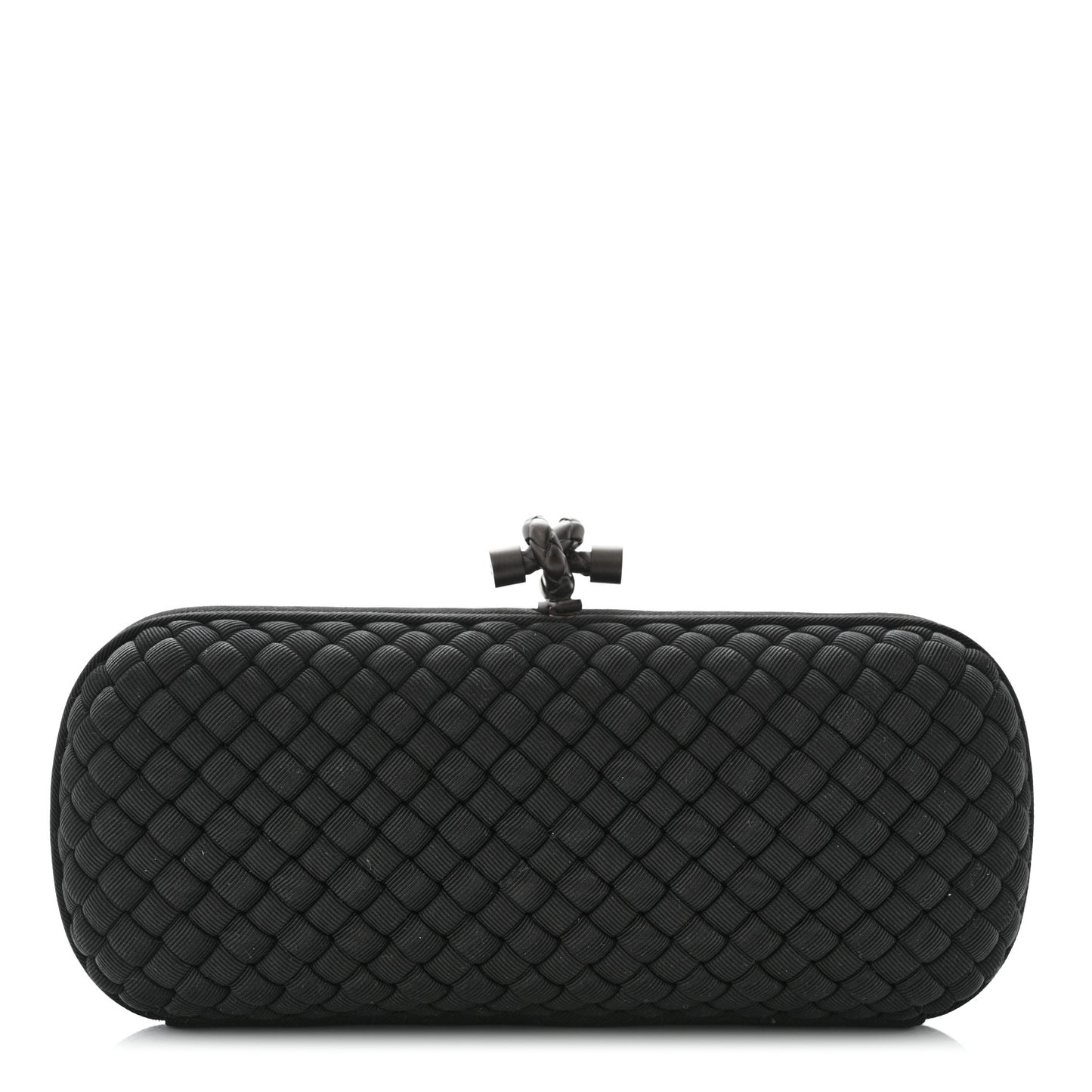 Silk Faille Intrecciato Knot Clutch Black