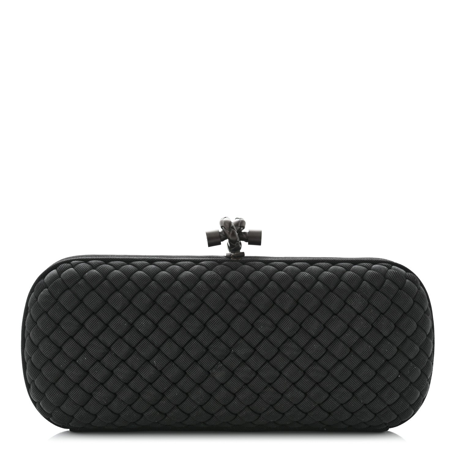 Bottega Veneta Silk Faille Intrecciato Knot Clutch Black 1 of 6