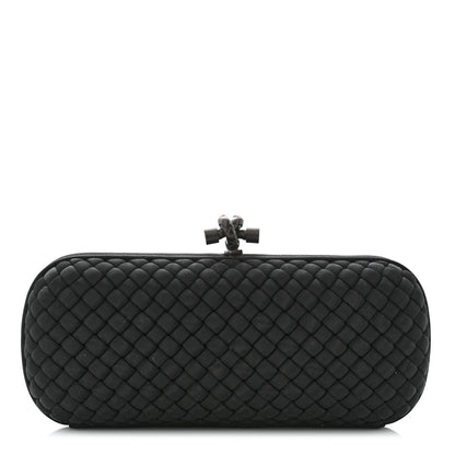 Bottega Veneta Silk Faille Intrecciato Knot Clutch Black 1 of 6
