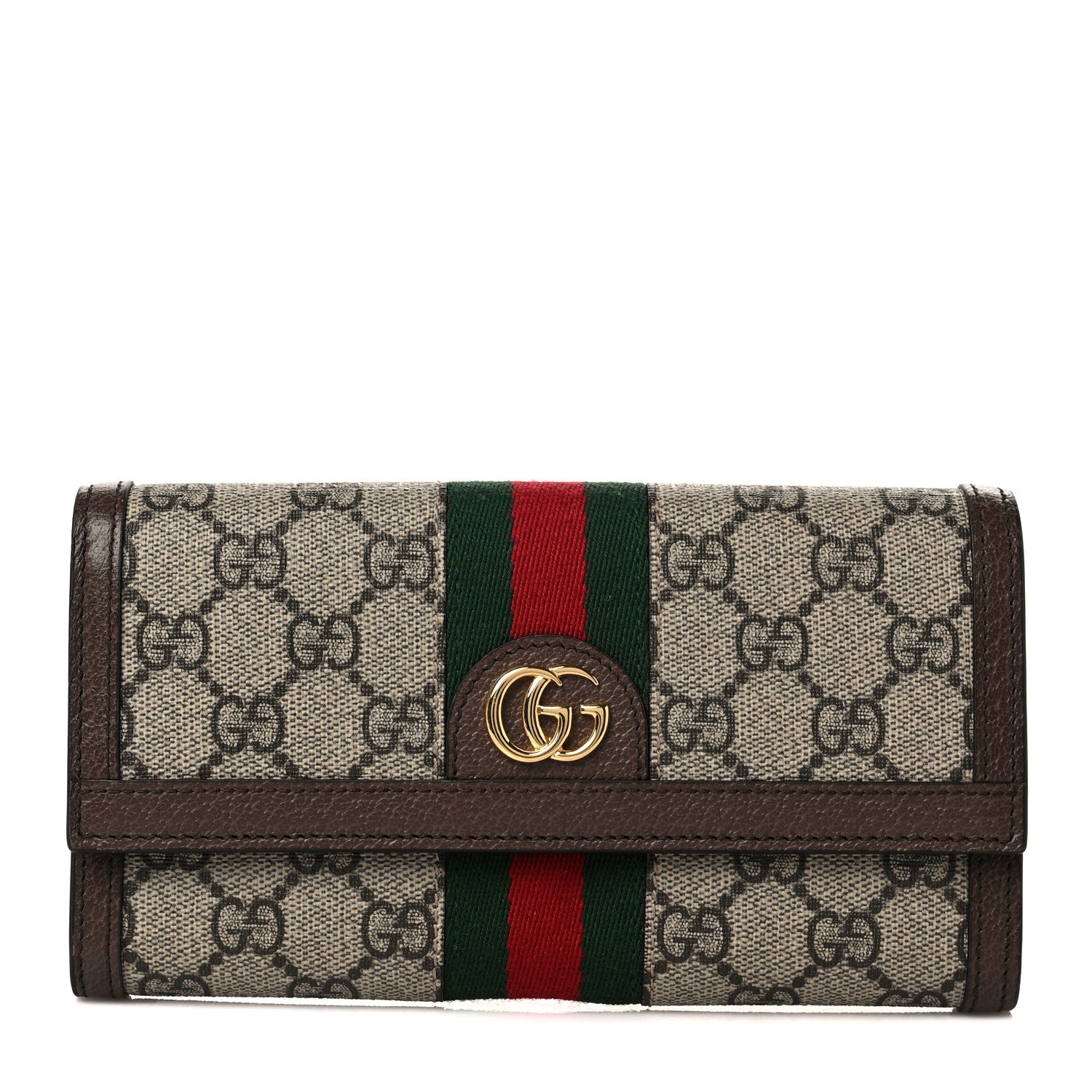 Gucci GG Supreme Monogram Web Ophidia Continental Wallet Brown 1 of 9