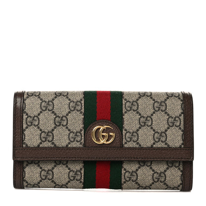 Gucci GG Supreme Monogram Web Ophidia Continental Wallet Brown 1 of 9