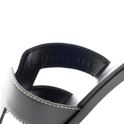 Hermes Box Calfskin Oran Sandals 38 Black 6 of 10