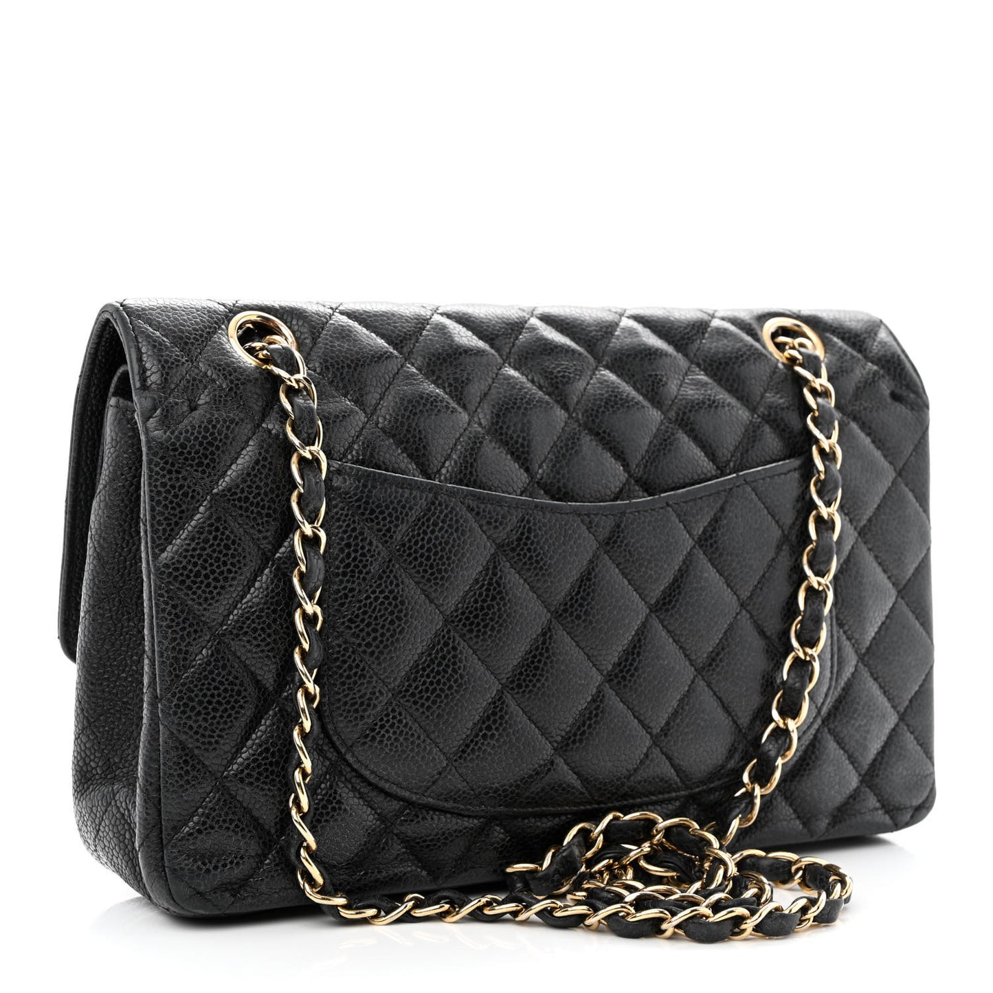 Caviar Quilted Medium Double Flap Black