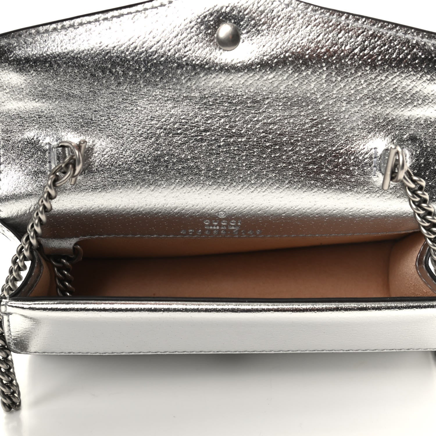 Gucci Metallic Calfskin Super Mini Dionysus Shoulder Bag Silver 5 of 8