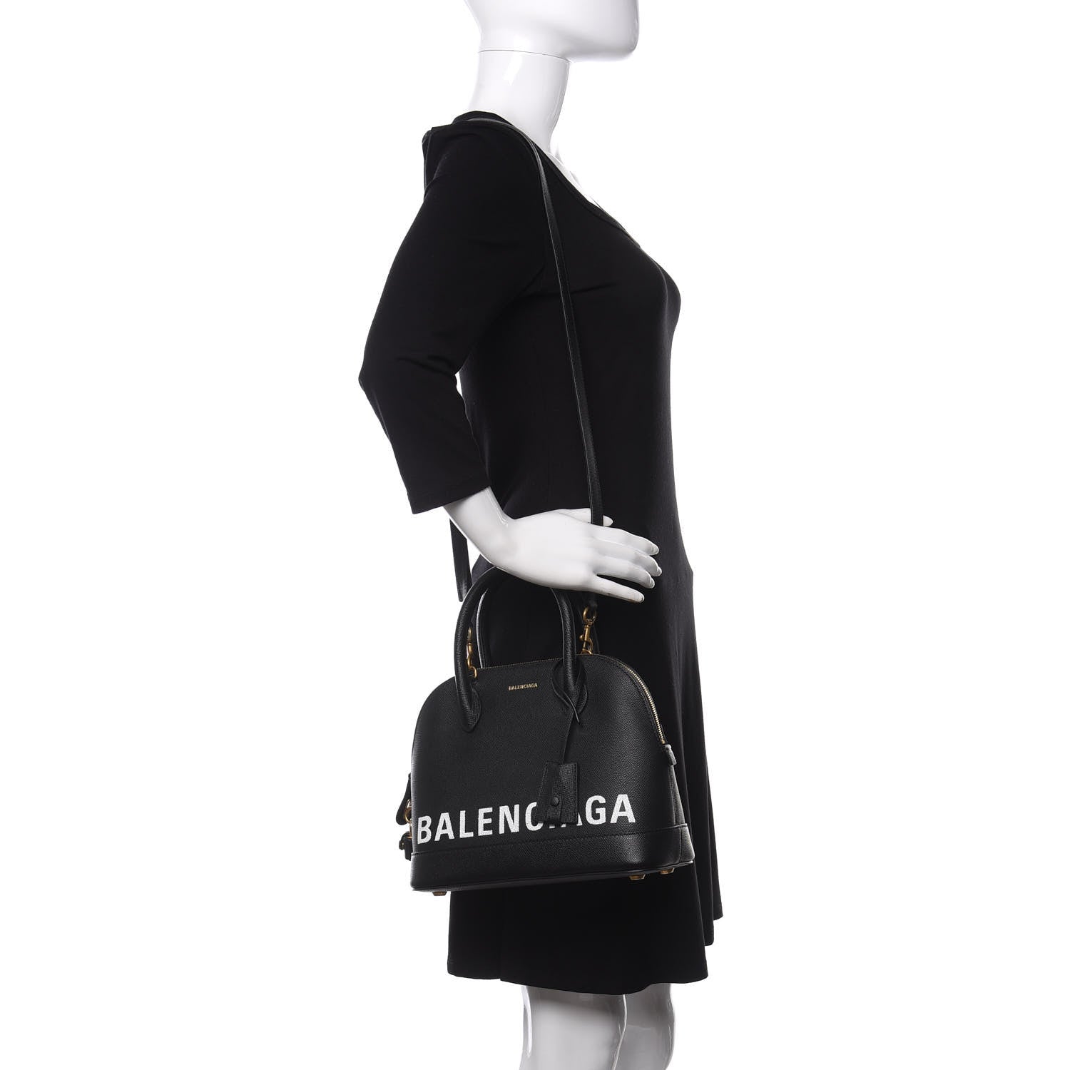 Balenciaga Signature Grained Calfskin Logo S Ville Top Handle Bag Black 2 of 10