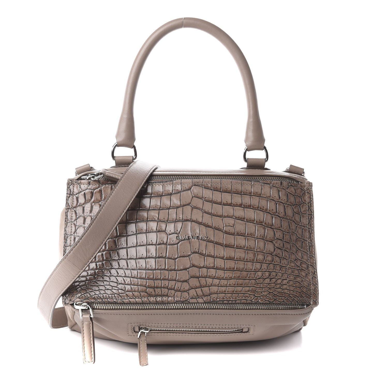 Givenchy Calfskin Crocodile Embossed Medium Pandora Taupe 1 of 8