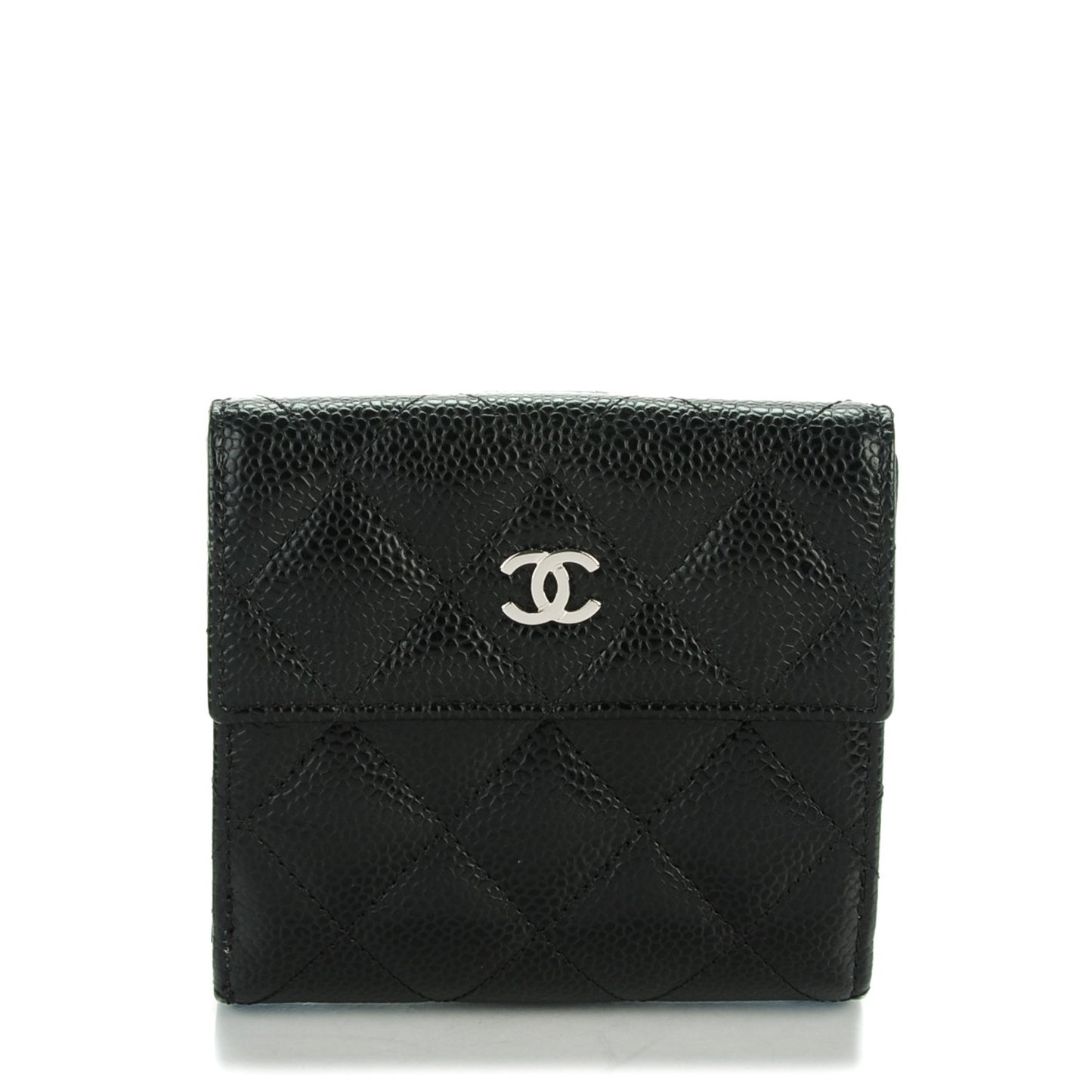 Caviar Quilted Compact French Flap Wallet