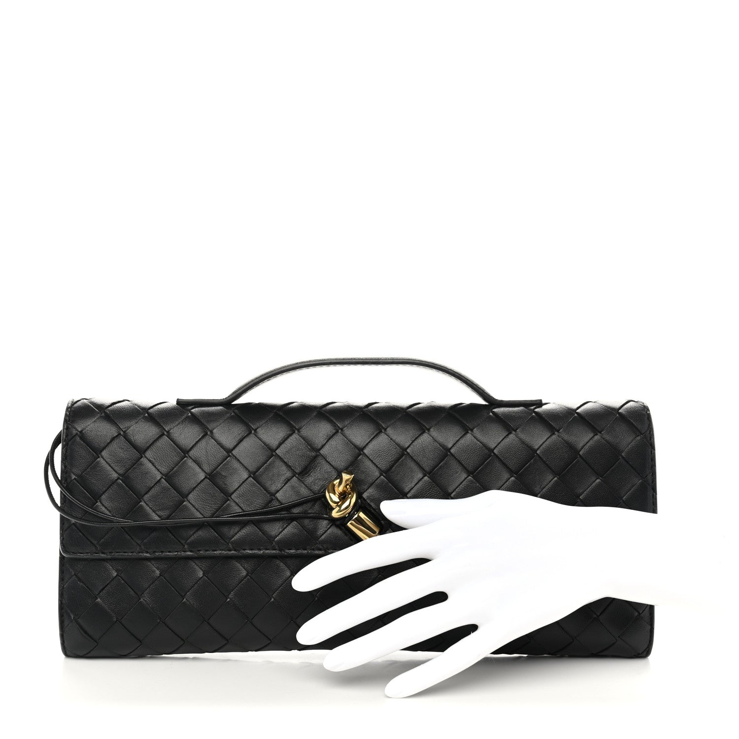 Bottega Veneta Nappa Intrecciato Long Andiamo Top Handle Clutch Black 2 of 12
