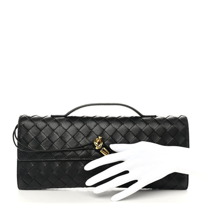 Bottega Veneta Nappa Intrecciato Long Andiamo Top Handle Clutch Black 2 of 12