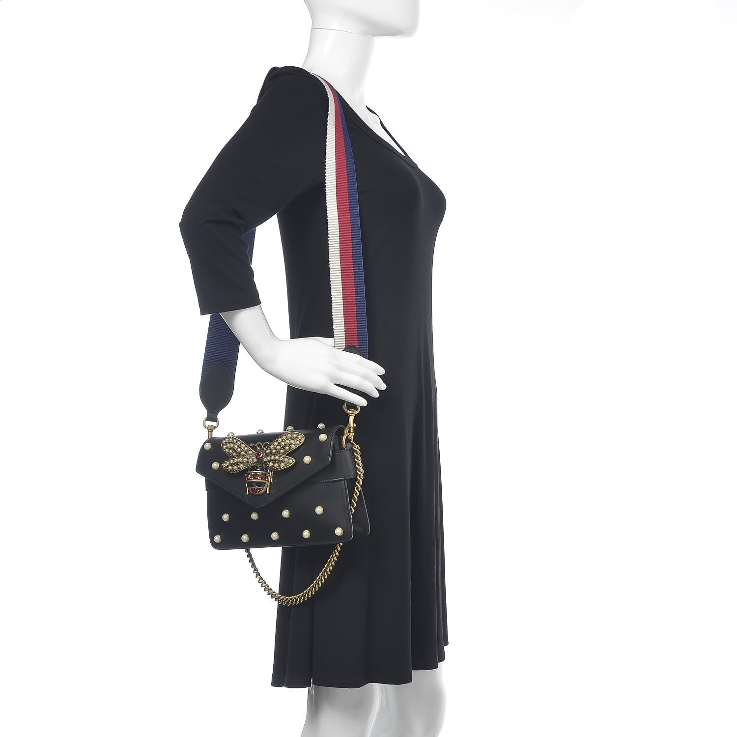 Gucci Nappa Pearl Studded Mini Queen Margaret Broadway Shoulder Bag Black 2 of 10