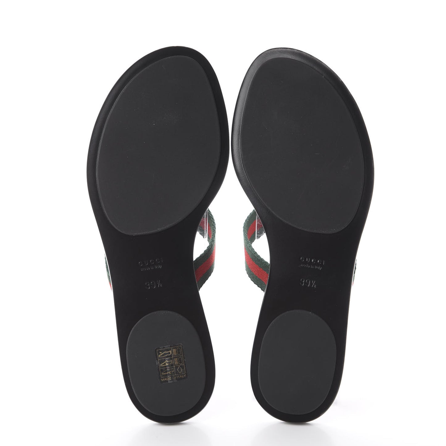 Nylon Guccissima Web Womens Thong Sandals 39.5 Green Red Black