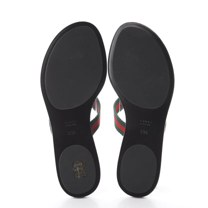 Gucci Nylon Guccissima Web Womens Thong Sandals 39.5 Green Red Black 9 of 14