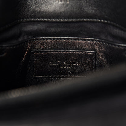 Saint Laurent Sheepskin Matelasse Chevron Monogram Medium College Bag Black 10 of 13