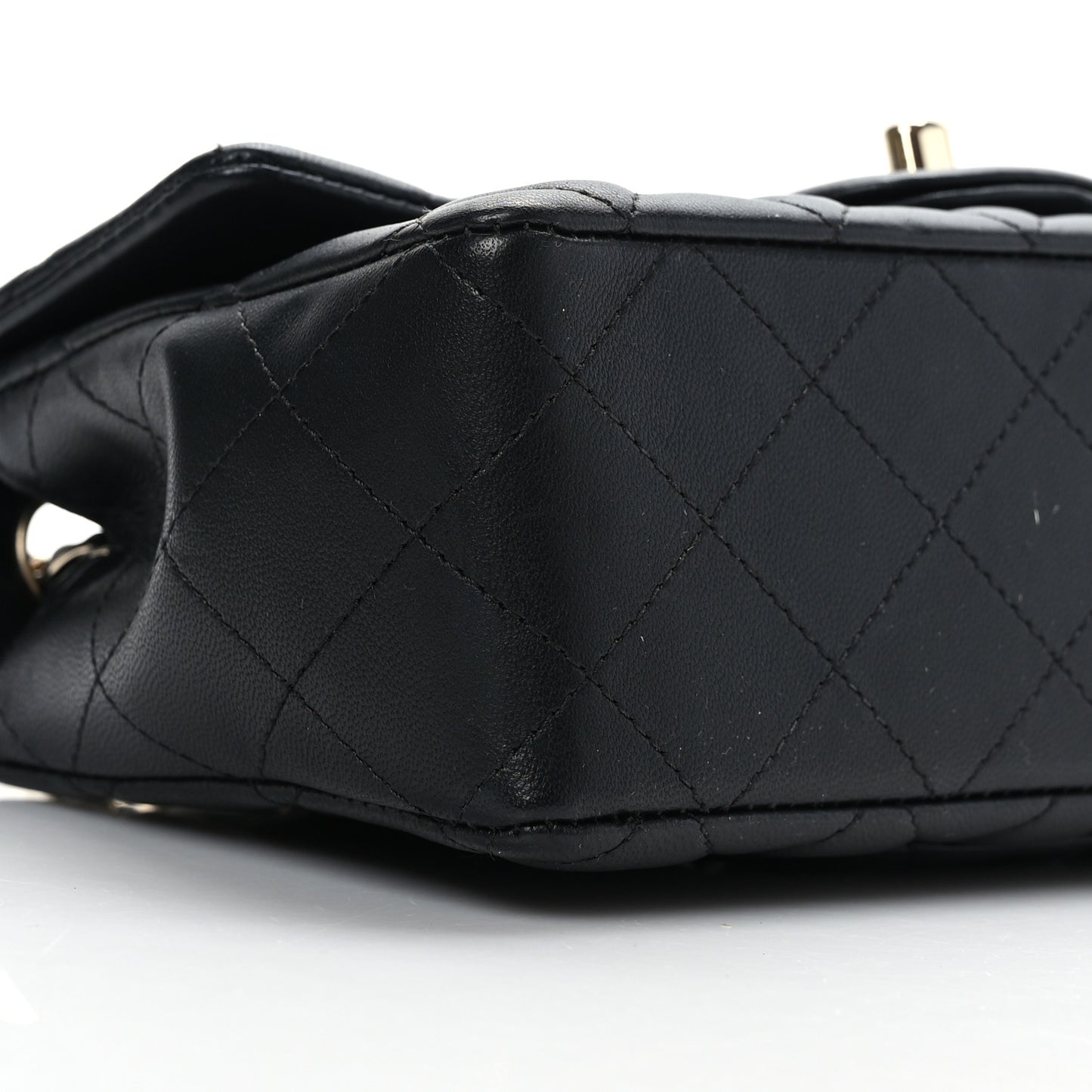 Lambskin Quilted Mini Rectangular Flap Black