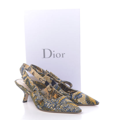 Christian Dior Toile De Jouy Sweet D Slingback Pumps 36.5 Blue Yellow 10 of 10