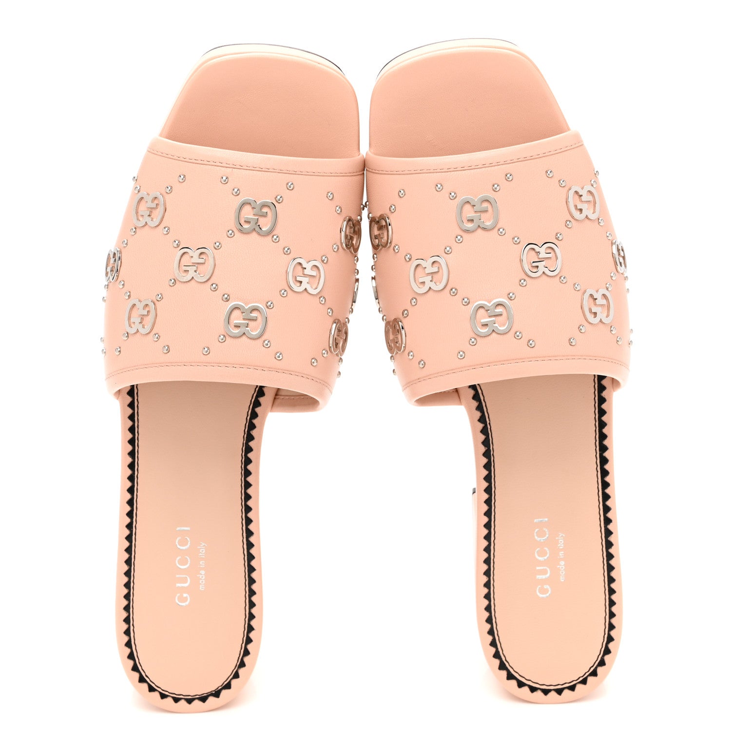 Gucci Malaga Kid Interlocking G Studs 25/50mm Platform Sandals 37.5 Perfect Pink 2 of 9