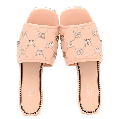 Gucci Malaga Kid Interlocking G Studs 25/50mm Platform Sandals 37.5 Perfect Pink 2 of 9