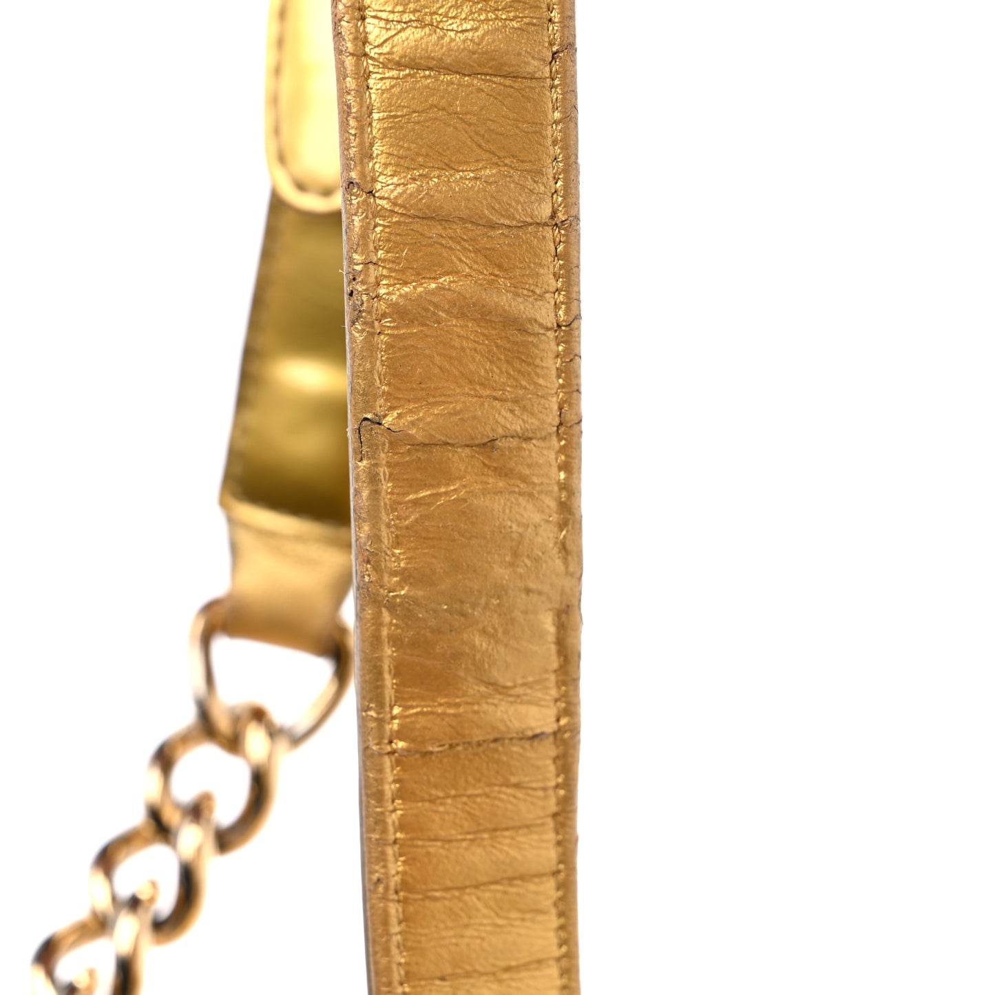 Metallic Patent Calfskin Quilted Medium Boy Flap Gold