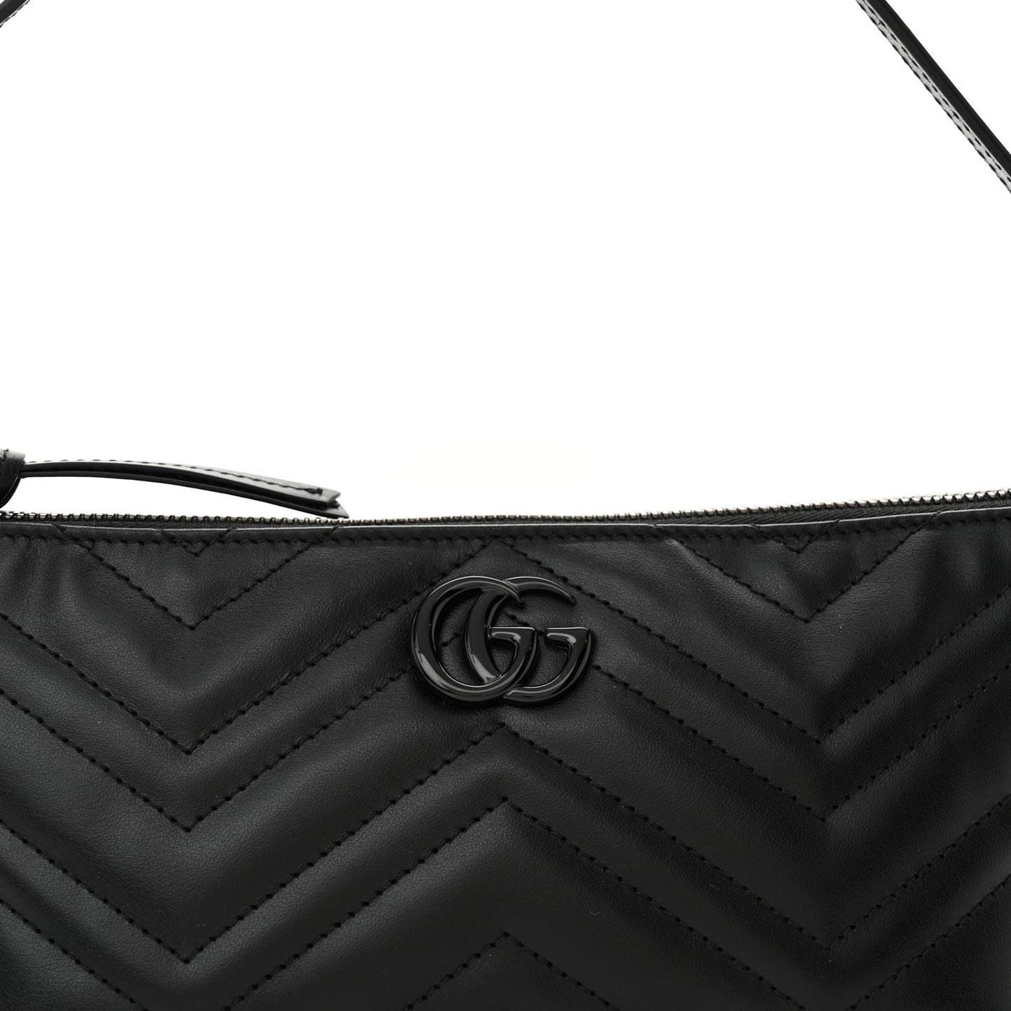 Calfskin Matelasse Chevron Monochrome GG Marmont Sling Shoulder Bag Black