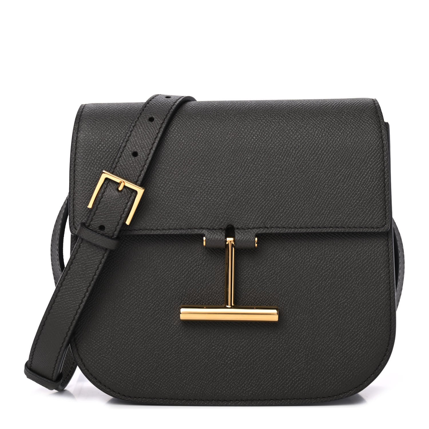 Tom Ford Grained Calfskin Mini T Clasp Tara Crossbody Bag Graphite 1 of 8