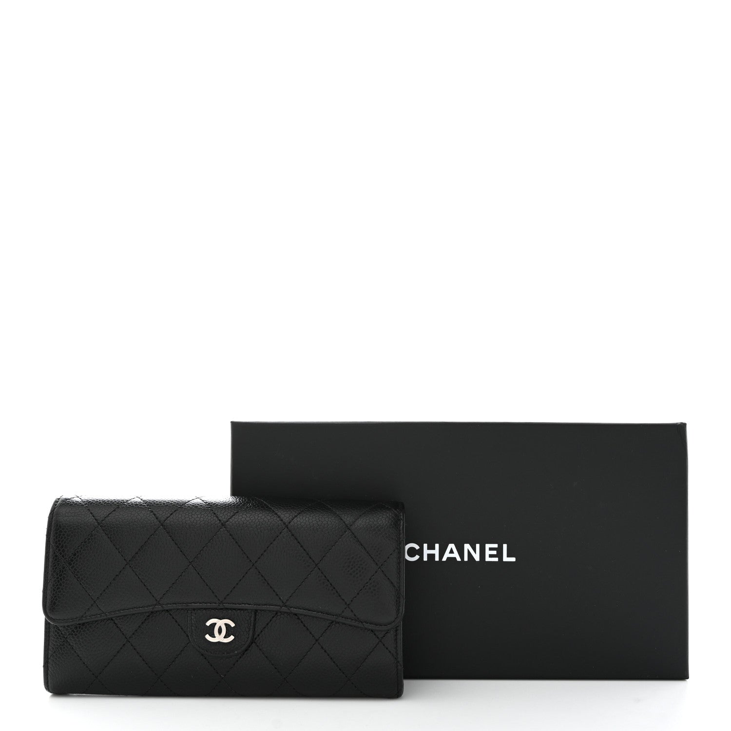 Chanel Caviar Quilted Large Gusset Flap Wallet Black 10 of 10