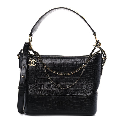 Chanel Crocodile Embossed Calfskin Medium Gabrielle Cocodile Hobo Black 1 of 13
