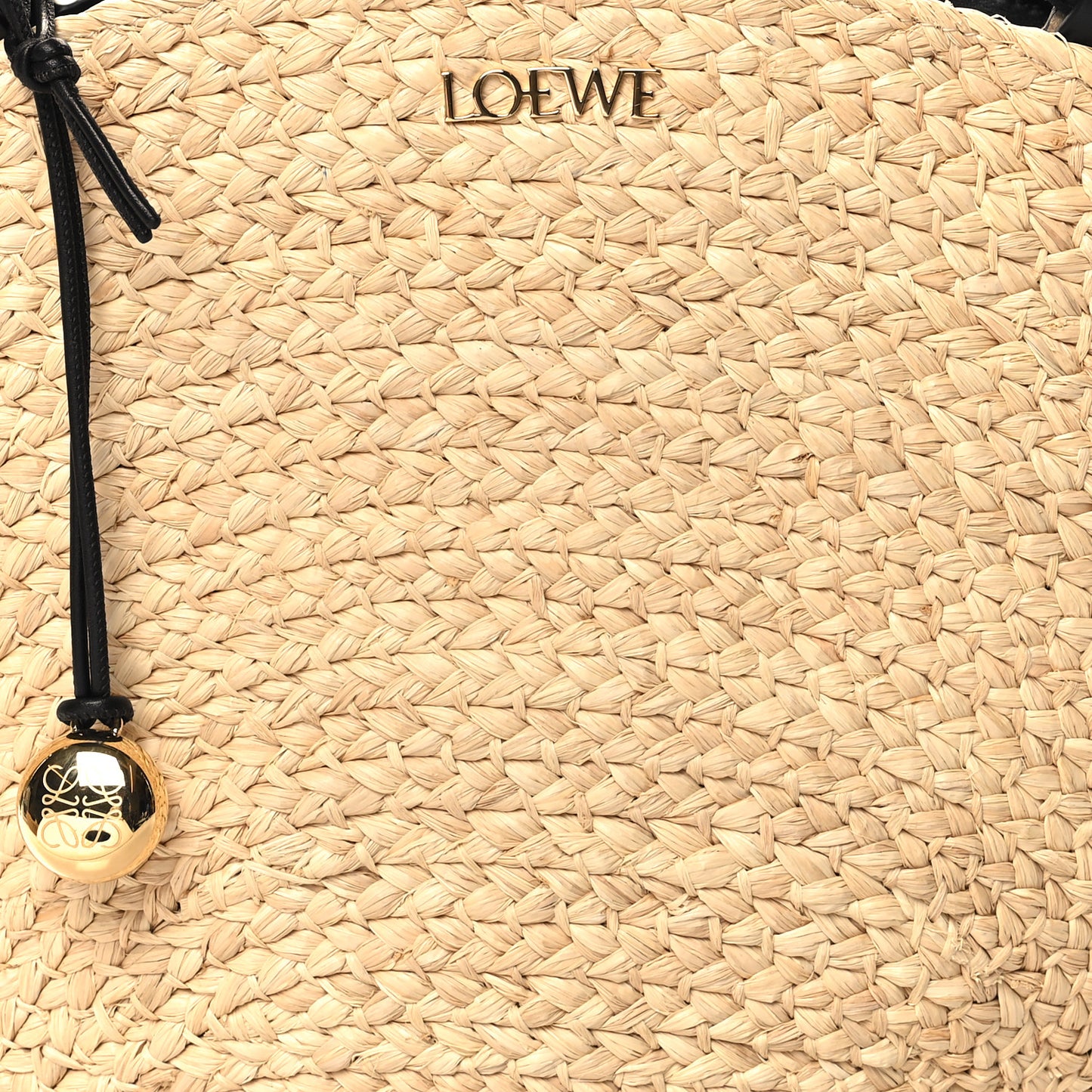 Raffia Nappa Calfskin Small Paseo Basket Bag Natural Black