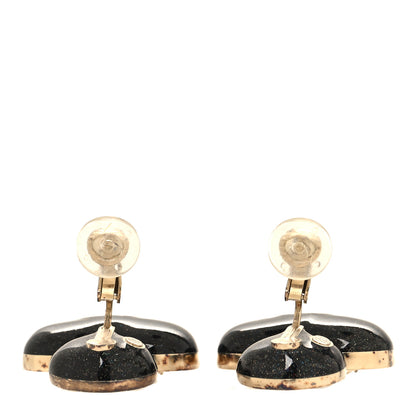 Chanel Crystal Heart CC Drop Clip On Earrings Gold 3 of 6