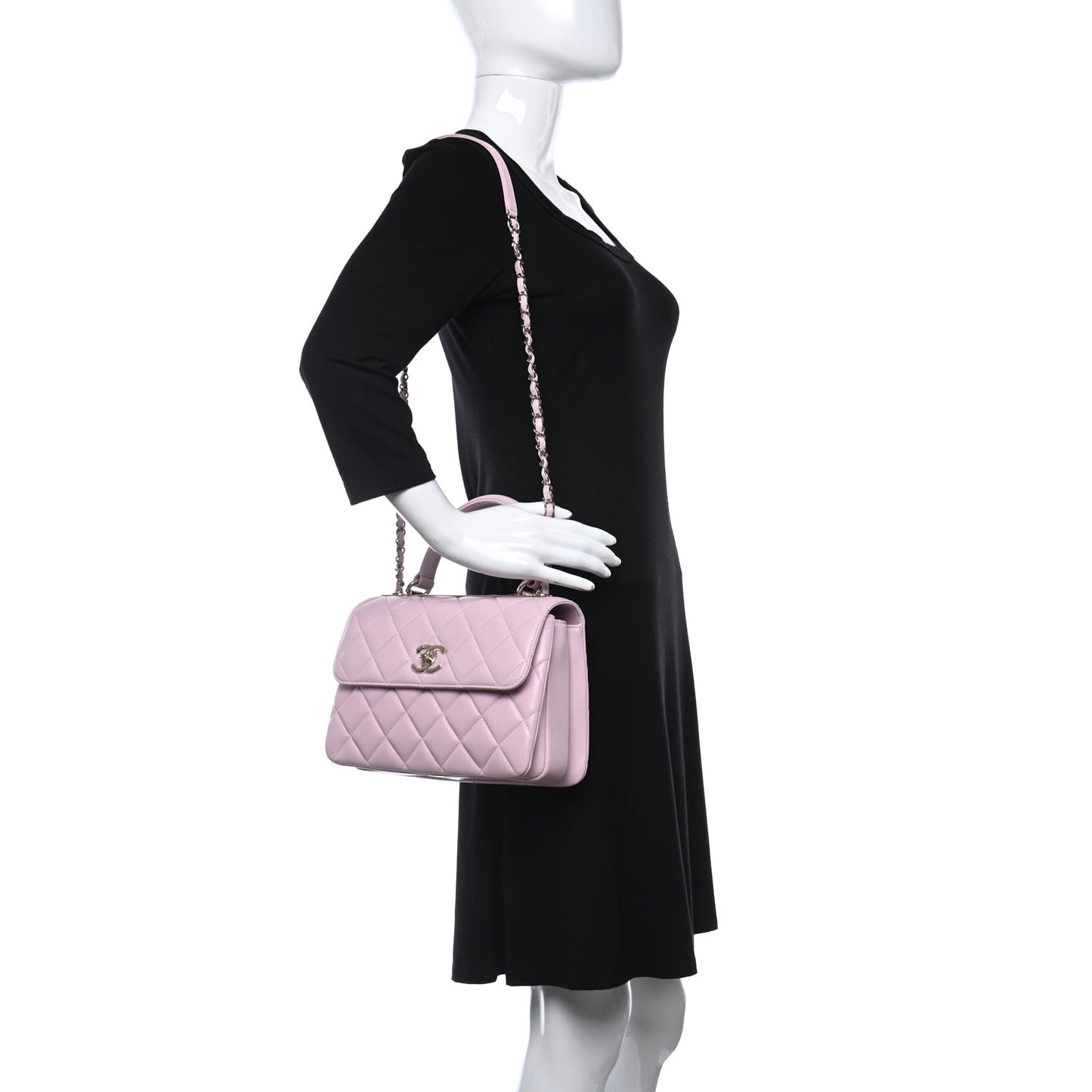 Lambskin Quilted Small Trendy CC Flap Dual Handle Bag Lilac