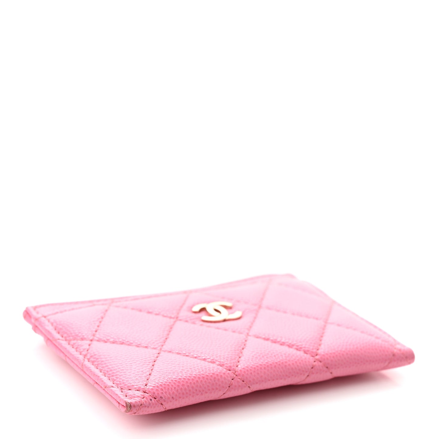 Caviar Quilted Card Holder Pink