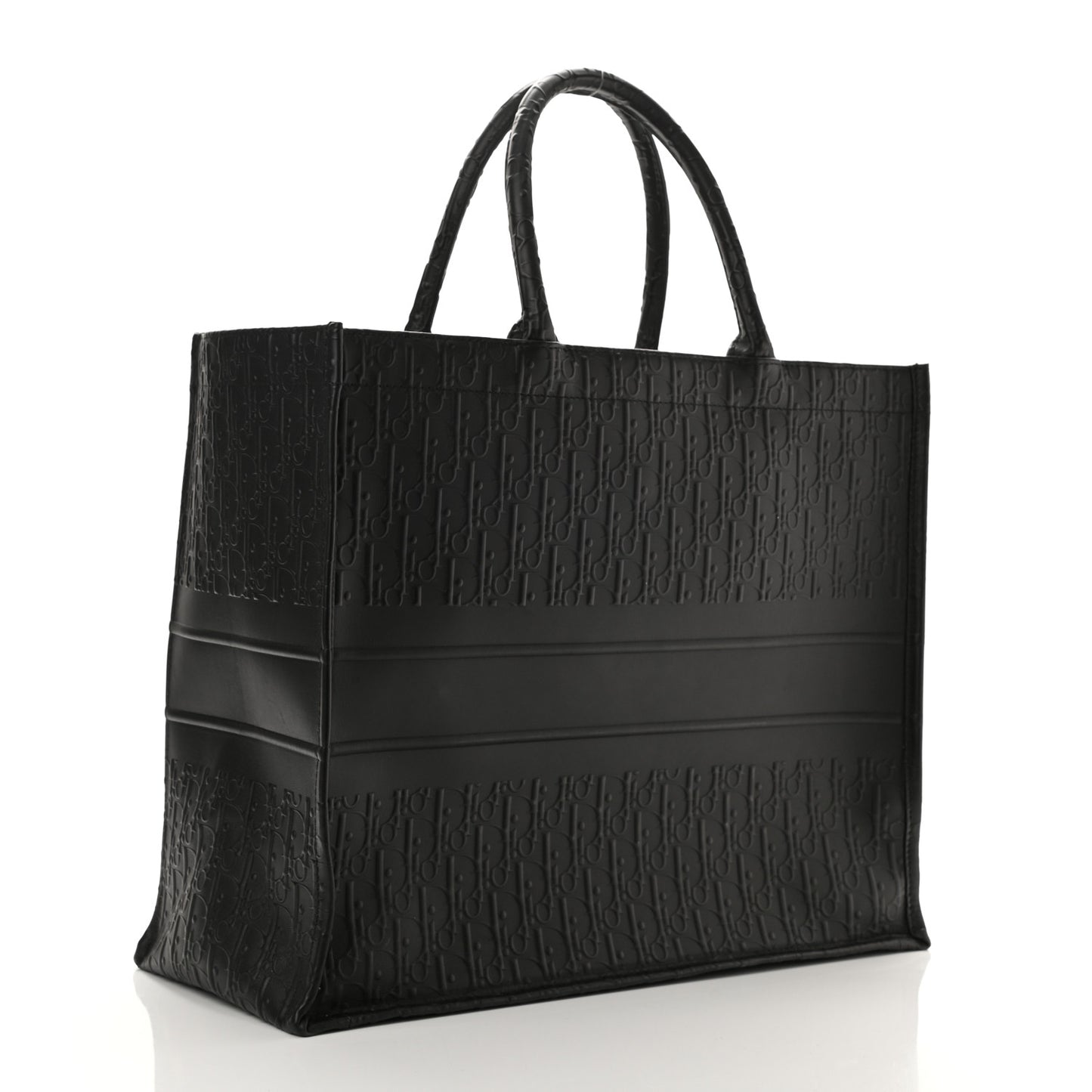 Oblique Calfskin Embossed Large Book Tote Black