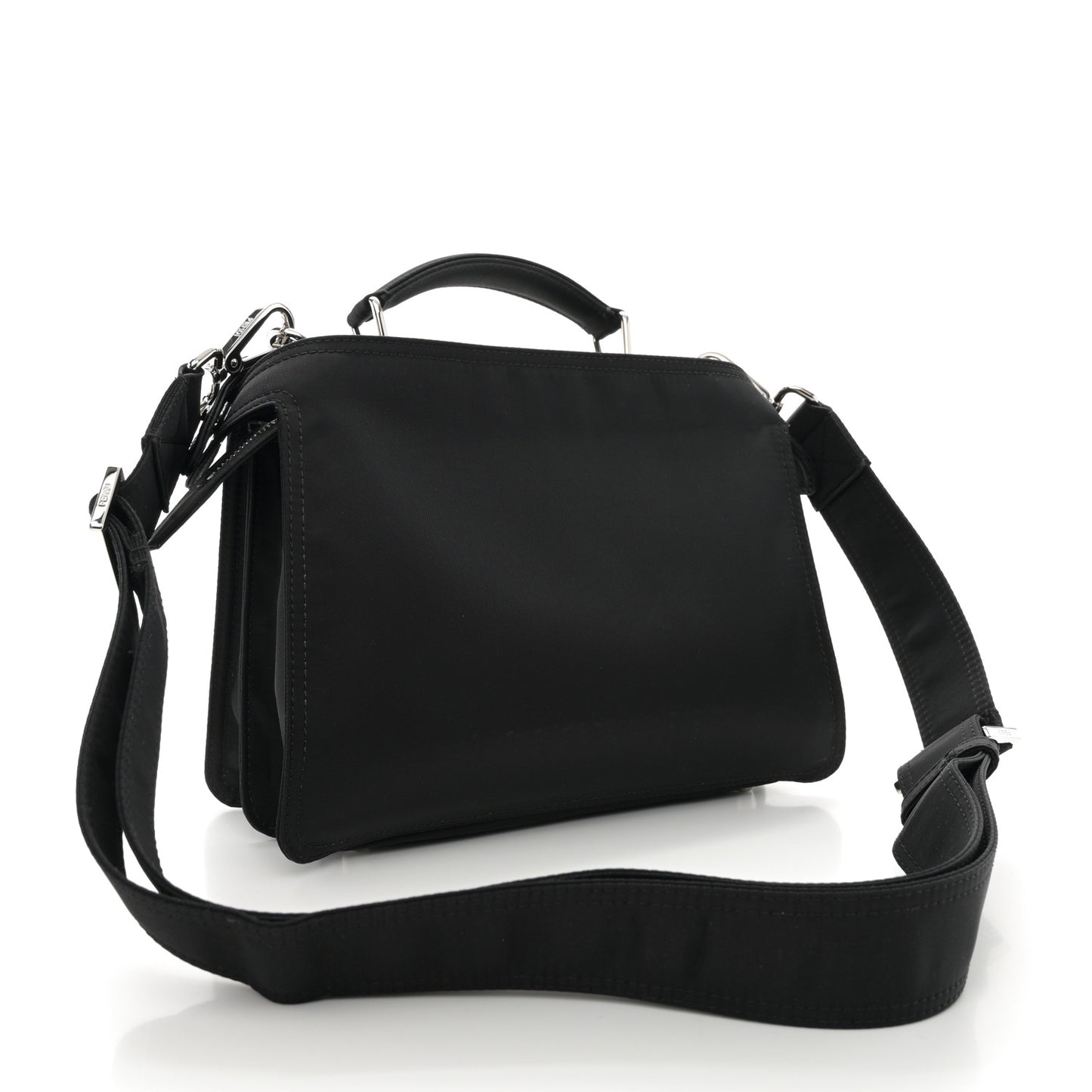 Nylon Vitello Cover Logo Embossed Mini Peekaboo I SEE U Satchel Black White